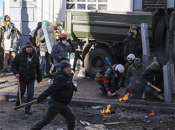 Протестующие в центре украинской столицы.