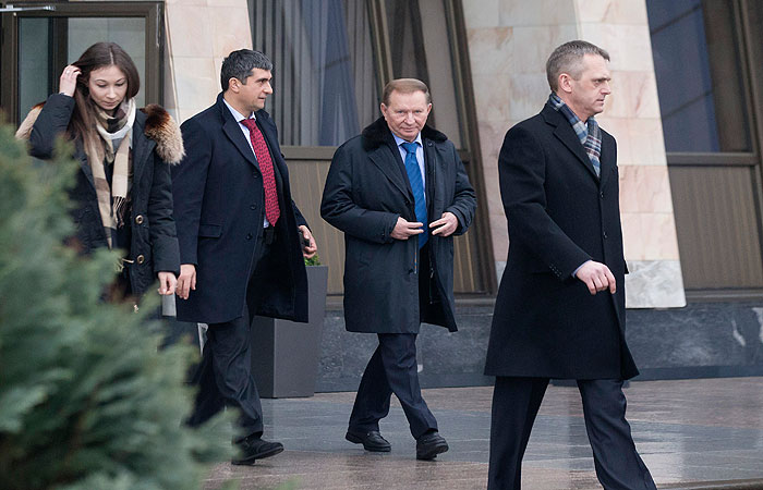 Экс-президент Украины Леонид Кучма по прибытии на переговоры в Минск