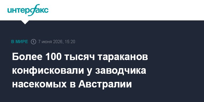 Более 100 тысяч тараканов конфисковали у заводчика насекомых