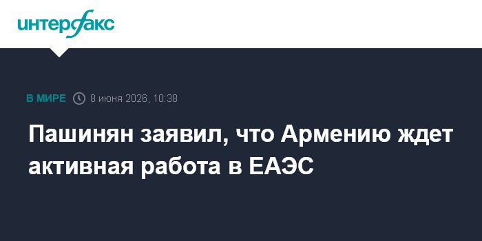 Пашинян заявил, что Армению ждет активная работа в ЕАЭС