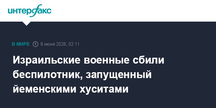Израильские военные сбили беспилотник, запущенный 