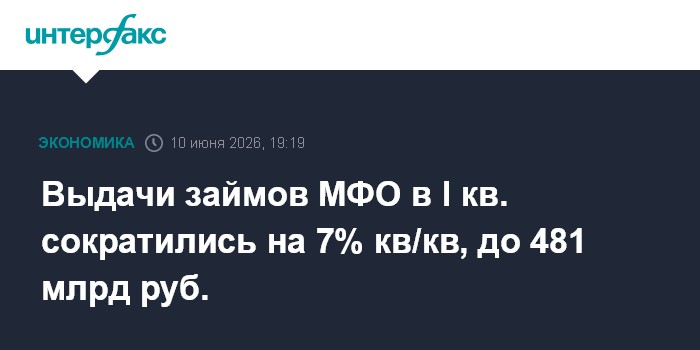 Выдачи займов МФО в I кв. сократились на 7% кв/кв,