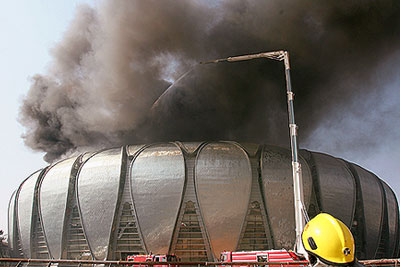 Пожар в Олимпийском спортивном комплексе в Китае