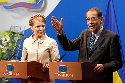 Пресс-конференция Юлии Тимошенко и Хавьера Соланы в Брюсселе