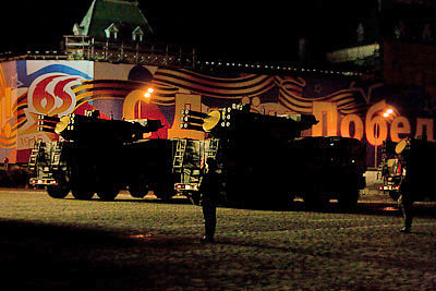 Ночная репетиция парада Победы на Красной площади
