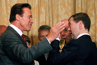 Шварценеггер назвал Медведева особенным среди  гостей Калифорнии