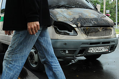 Инкассаторский автомобиль с деньгами сгорел на юго-западе Москвы