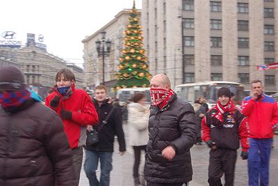 Акция футбольных фанатов в Москве