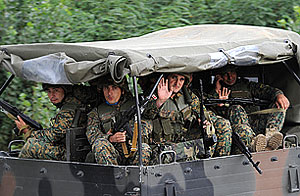 Грузинские войска в Цхинвали. Кадры с места событий