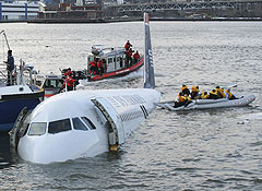 Пассажирский лайнер сел в Гудзон. Фото