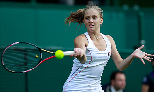 Теннисистка Анна Чакветадзе во время матча с Марией Шараповой