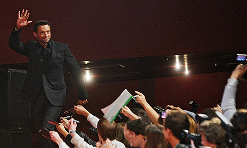 Актер Хью Джекман на премьере фильма режиссера Шона Леви "Живая сталь" в кинотеатре "Октябрь".