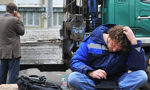 Глава инвестиционно-девелоперской компании Nazvanie.net (бывшая Mirax Group) Сергей Полонский, на строительной площадке многофункционального комплекса "Кутузовская миля", где он объявил голодовку в связи с рейдерским захватом территории комплекса.