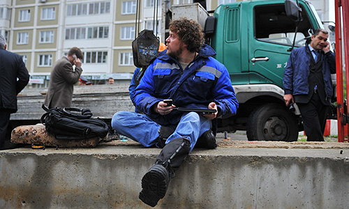 Глава инвестиционно-девелоперской компании Nazvanie.net (бывшая Mirax Group) Сергей Полонский, на строительной площадке многофункционального комплекса "Кутузовская миля", где он объявил голодовку в связи с рейдерским захватом территории комплекса.