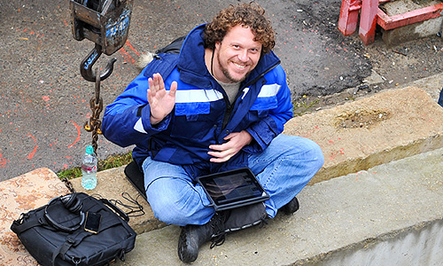 Глава инвестиционно-девелоперской компании Nazvanie.net (бывшая Mirax Group) Сергей Полонский, на строительной площадке многофункционального комплекса "Кутузовская миля", где он объявил голодовку в связи с рейдерским захватом территории комплекса.