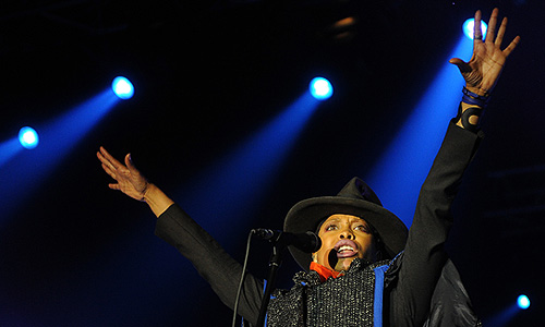 Американская певица Эрика Баду во время концерта в клубе Arena Moscow.