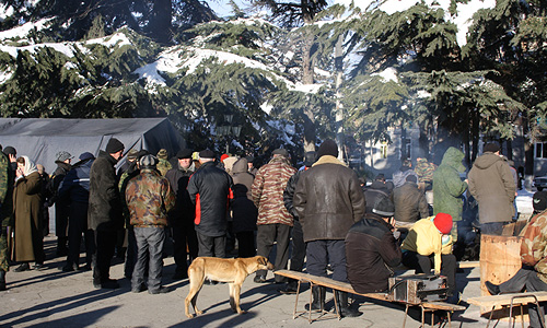 Акция оппозиции, проходящая в Цхинвали.