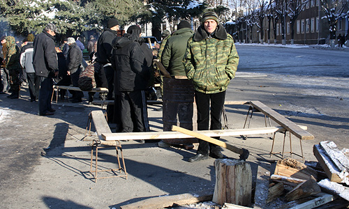 Акция оппозиции, проходящая в Цхинвали.