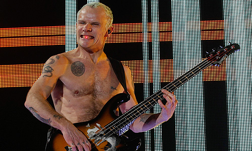 Басист Red Hot Chili Peppers Майкл "Фли" Балзари. Концерт в Барселоне в рамках мирового турне группы. 15 декабря 2011.