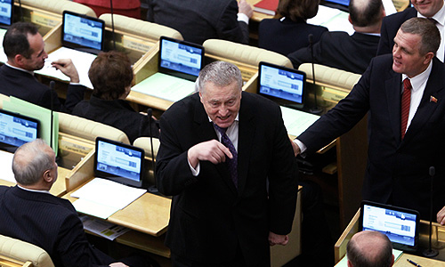 Лидер Либерально-демократической партии России (ЛДПР) Владимир Жириновский на первом пленарном заседании Государственной Думы РФ шестого созыва.