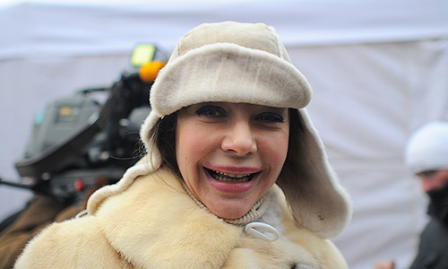 Светский обозреватель Божена Рынска на митинге оппозиции "За честные выборы" на проспекте Сахарова.