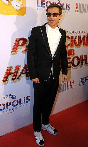 Актер Павел Деревянко на премьере фильма "Ржевский против Наполеона" режиссера Марюса Вайсберга в кинотеатре "Октябрь".