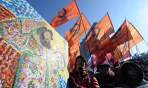 . Во время митинга "За честные выборы" на улице Новый Арбат.