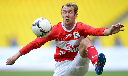 Игрок "Спартака" Эйден Макгиди в матче чемпионата России по футболу: "Спартак" (Москва) – "Анжи" (Махачкала).