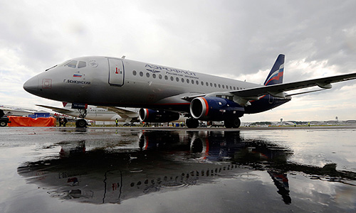 Самолет Sukhoi Superjet 100 компании "Аэрофлот".