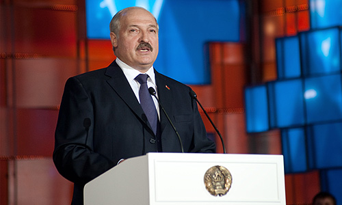 Президент Белоруссии Александр Лукашенко во время выступления на открытии XXI Международного фестиваля искусств "Славянский базар".