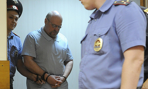 Бывший начальник Главного военно-медицинского управления Минобороны РФ Александр Белевитин, признанный виновным в служебных злоупотреблениях и получении крупных взяток, перед оглашением приговора в Московском окружном суде.