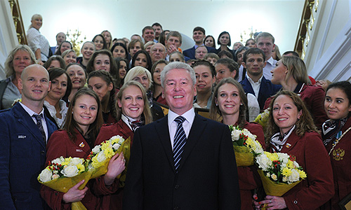 Мэр Москвы Сергей Собянин на церемонии награждения победителей и призеров Олимпийских игр 2012 в Лондоне.