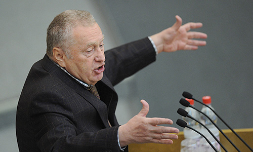 Лидер ЛДПР, член комитета ГД по обороне Владимир Жириновский во время выступления на первом заседании Государственной думы после начала осенней сессии.