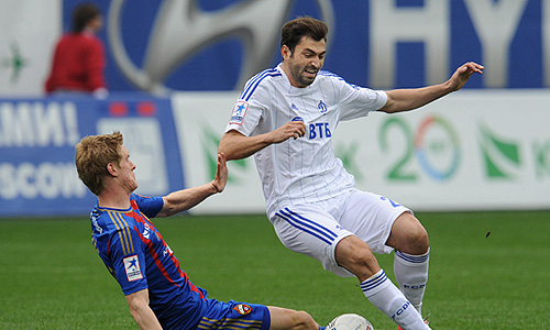 Игроки ЦСКА Расмус Эльм и "Динамо" Адриан Ропотан (слева направо).