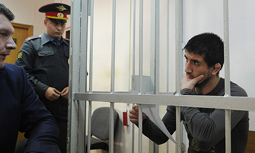 Спортсмен Расул Мирзаев, обвиняемый в смерти 19-летнего студента Ивана Агафонова, во время рассмотрения дела в Замоскворецком суде.