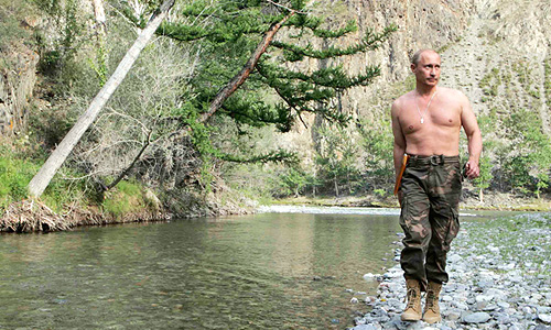 2007 год.  Владимир Путин в горах Западного Саяна.