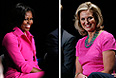 Мишель Обама и Энн Ромни для участия во втором раунде дебатов выбрали наряды цвета фуксии.