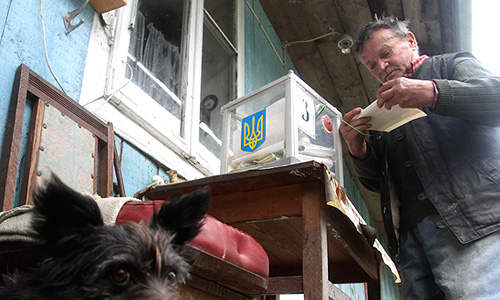 Во время голосования на Украине.