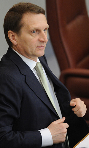 Спикер ГД РФ Сергей Нарышкин на пленарном заседании Госдумы РФ.