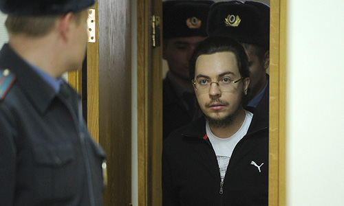 Иеромонах Илия (Павел Семин), обвиняемый в гибели двух человек в результате ДТП на Кутузовском проспекте 15 августа 2012 года, в Дорогомиловском районном суде.
