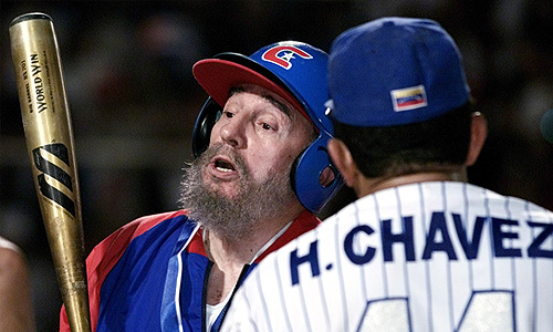 Уго Чавес и Фидель Кастро в товарищеском матче по бейсболу. 29 октября 2000г.