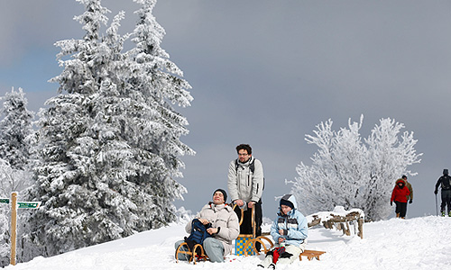Некоторые жители Германии все-таки рады весеннему снегопаду.