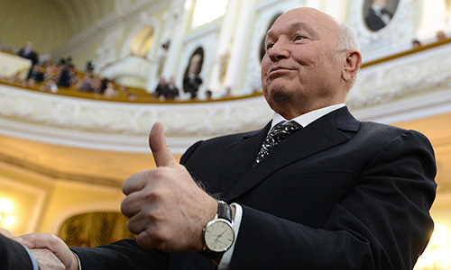 Бывший мэр Москвы Юрий Лужков на открытии IV Международного фестиваля М.Ростроповича, посвященного оперной певице Г.Вишневской, в Большом зале Московской консерватории.