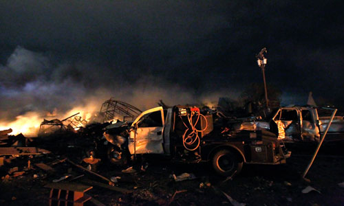 Сильнейший взрыв прогремел в среду вечером на заводе по производству минеральных удобрений, расположеном в небольшом городе Вест, штат Техас.