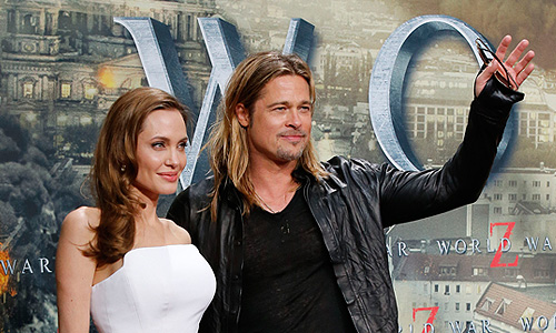 Анджелина Джоли и Брэд Питт на премьере.