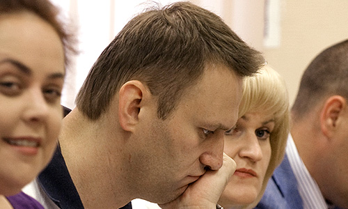 Оппозиционер Алексей Навальный на заседании Ленинского районного суда города Кирова по делу о хищении имущества "Кировлеса".