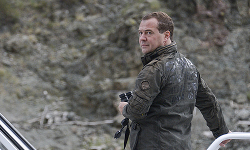 Дмитрий Медведев во время отдыха в Республике Тыва.