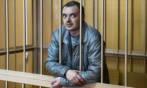 Обвиняемый Алексей Русаков во время рассмотрения уголовного дела по факту ДТП, в котором погибла актриса Марина Голуб, в Никулинском суде Москвы.