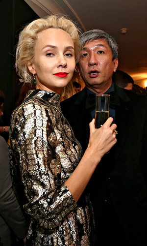 Владелица магазина "Кузнецкий мост 20" Ольга Карпуть и совладелец, член совета директора компании "Капитал Груп" Павел Те на церемонии вручения премии "GQ Человек года" в театре им. Маяковского.