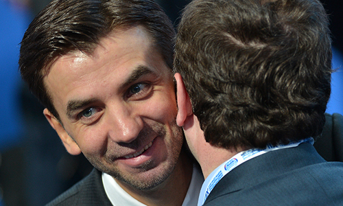 Министр РФ Михаил Абызов (слева) на пленарном заседании "Экономическое развитие и качество жизни: вызовы и перспективы" в рамках XII Международного Инвестиционного Форума "Сочи-2013".